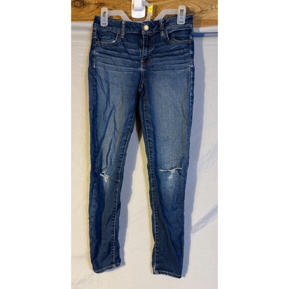 American Eagle Womens Size 4 Stretch Jeans Distressed Hi-Rise Jeggings Skinny - Picture 1 of 4